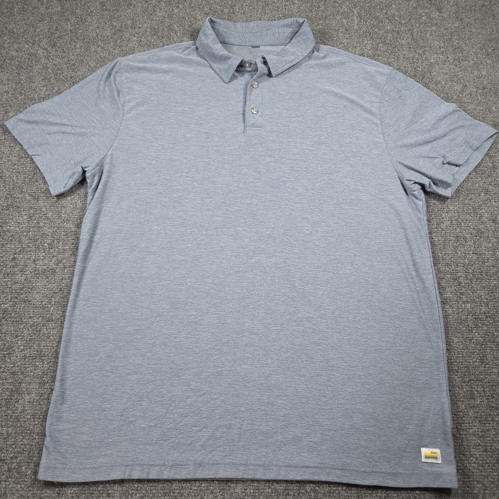 Vuori Strato Tech Polo Stretch Performance Shirt Large Mens Grey Golf Gym
